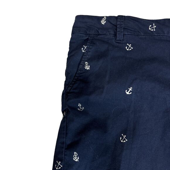 Women’s GH Bass & Co SIZE 12 Dark Blue Nautical Shorts White Anchors Beach Core - Picture 3 of 13